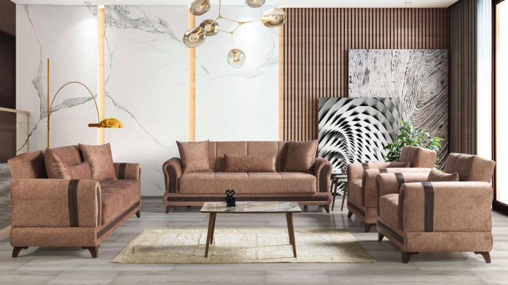 Sofagarnitur 3+2+1+1 Sitzer Wohnzimmer Set Textil Sofa Sessel Schlafsofa