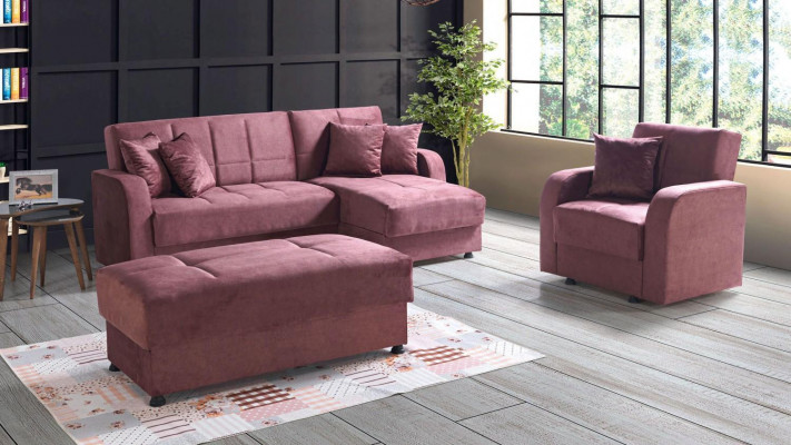Luxus Wohnzimmer Set Sessel Ecksofa Hocker L-Form Modern Set Komplett Relax