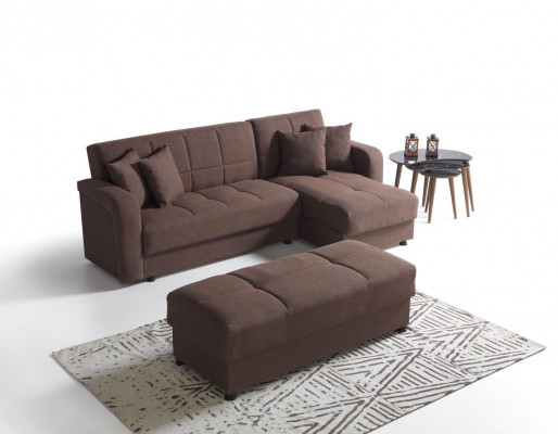 Luxus Wohnzimmer Set Hocker+ Ecksofa L-Form Modern Set Relax Komplett