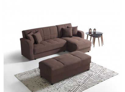 Luxus Wohnzimmer Set Hocker+ Ecksofa L-Form Modern Set Relax Komplett