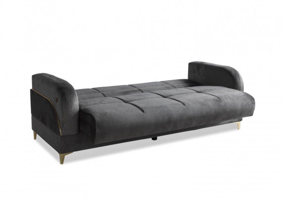 Graue Dreisitzer Couch Polster Möbel Couchen Stoff Sofas Textil mit Kissen