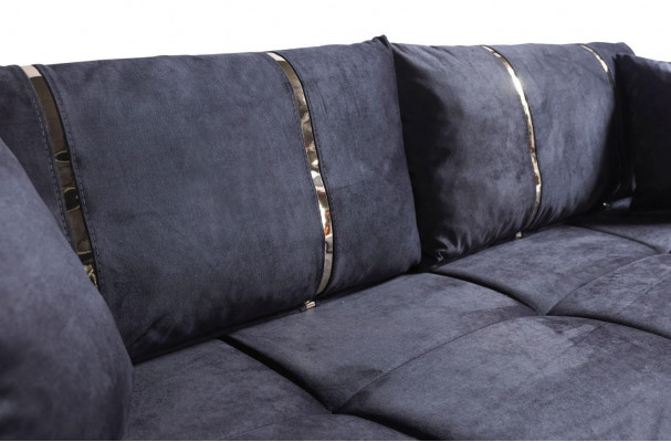 Luxus 3 Sitzer Sofa Wohnzimmer Möbel Elegant Sofa Textil Schwarz 208cm