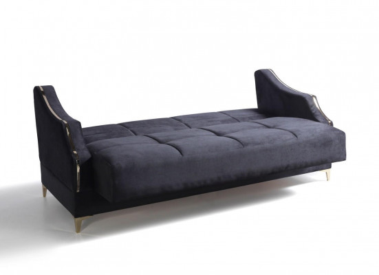 Luxus 3 Sitzer Sofa Wohnzimmer Möbel Elegant Sofa Textil Schwarz 208cm