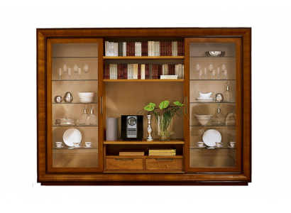 Wohnzimmer Schrank Wohnwand Regal Vitrine XXL Wohnwände Italienische Möbel Holz