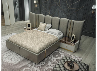 Luxus Schlafzimmer set von 3tlg. stilvoll set Grau Bett + 2x Nachttische