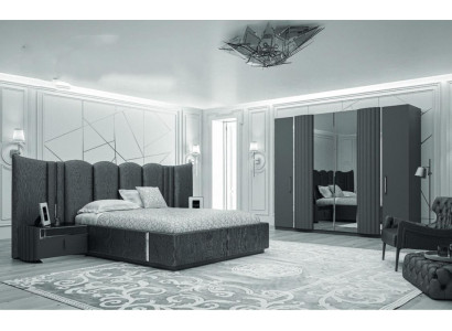 Bett 2x Nachttische Kleiderschrank 4tlg Schlafzimmer Set Modern Luxus Neu