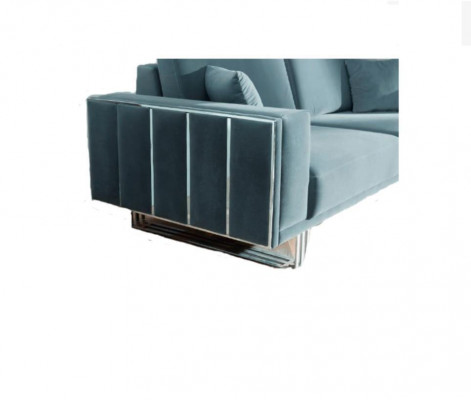 Sofa 3 Sitzer blau Farben Couch Polster Wohnzimmer Sofas Design Edelstahl