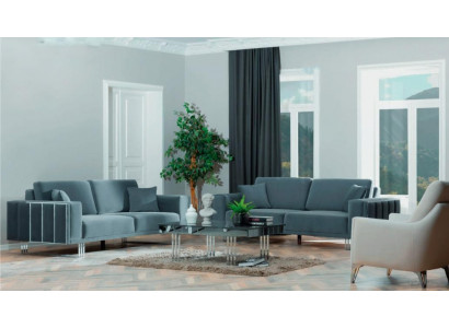 Luxus 3 tlg Wohnzimmer Set Sofagarnitur Set 2x Sofa 3 Sitzer Relax Sessel Turkis