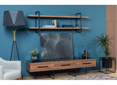 Design Wandschrank Regal Wohnzimmer TV-Ständer Holz Wand Regale neu