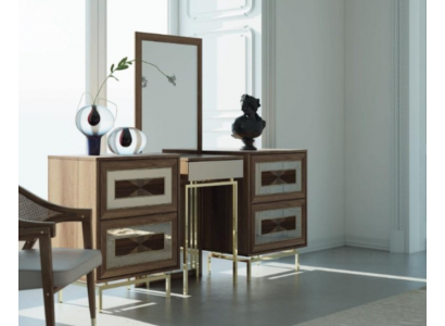 Schlafzimmer Set Kommode mit Spiegel Schminktisch Luxus Sideboard 2tlg
