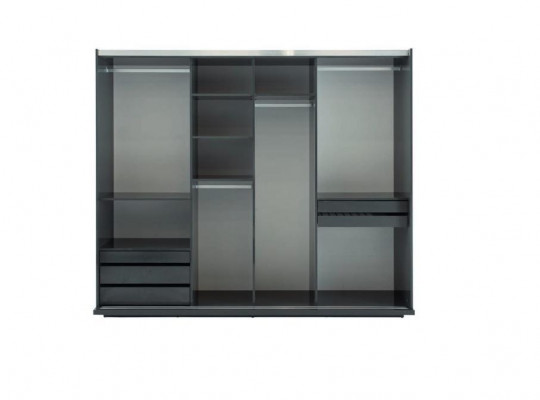 Graues Luxus Schlafzimmer Set Bett Nachttische Kleiderschrank 4lg.