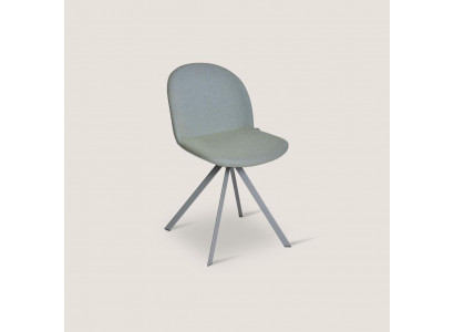 Grauer Polster Eszimmerstuhl Designer Einsitzer mit Edelstahlfüßen Neu