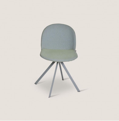 Grauer Polster Eszimmerstuhl Designer Einsitzer mit Edelstahlfüßen Neu