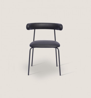 Schwarzer Edelstahl Stuhl Kunstleder Stühle Einsitzer Esszimmer Möbel