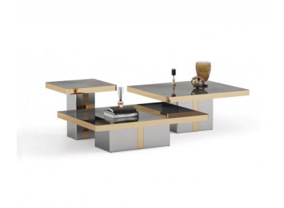 Luxus Quadratischer Couchtisch Set 3x Beistelltische Wohnzimmer Möbel