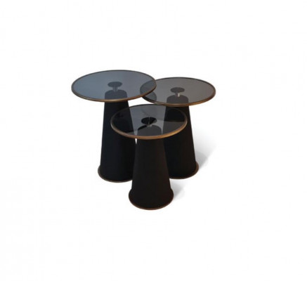Modernes Schwarzes Beistelltisch Set 3x Luxus Wohnzimmer Couchtische Neu