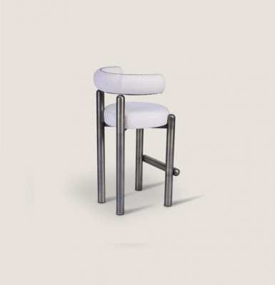 Designer Weißer Barhocker Mit Edelstahlfüßen Luxus Einsitzer Bar Möbel
