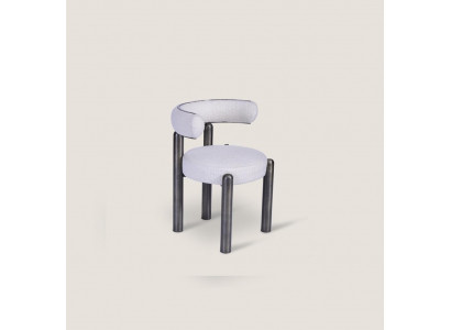 Designer Weißer Stuhl Esszimmer Stühle Polster Textil Einsitzer Metalfüße