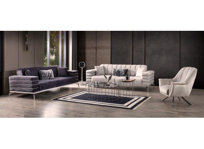 Luxus Sofagarnitur 321 Modern Set Design Sofa Polster Couch Grau Neu