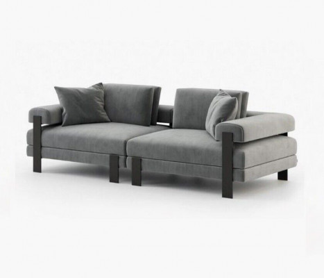 Luxus 2 Sitzer Couch Italienischer Stil Sofa Polyester Grau Wohnzimmer