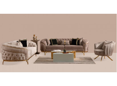 Design Sofa 331 Sitzer Chesterfield Stoff Couch Polster Sofas Textil Neu