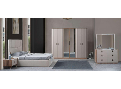 Bett 2x Nachttische 5tlg. Schlafzimmer Doppelbett Design Möbel Neu Set