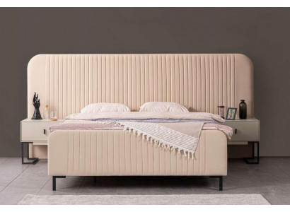 Set Bett 2x Nachttische 3tlg. Komplettes Schlafzimmer Luxus Möbel Neu