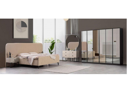 Schlafzimmer Set Bett 2x Nachttische Schminktisch Designer Möbel 5tlg.