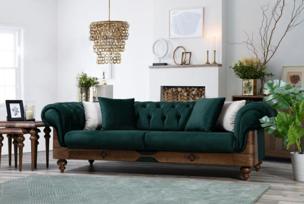 Moderne Zwefarbige Chesterfield Sofagarnitur 3+3+1 Sitzer Luxus Möbel