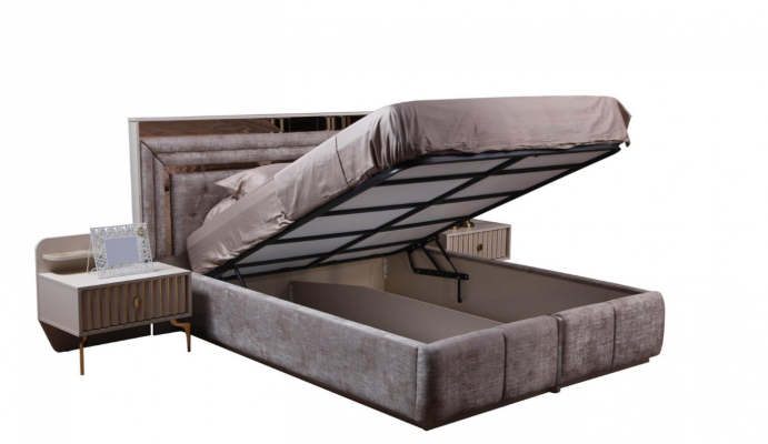 Modernes Schlafzimmer Komplettes Set Bett Nachttische Designer Möbel