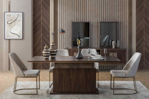 Esszimmer Möbel Luxus Set Esstisch 4x Stühle Modernes Design Holz Stil