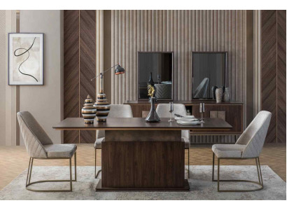 Esszimmer Möbel Luxus Set Esstisch 4x Stühle Modernes Design Holz Stil