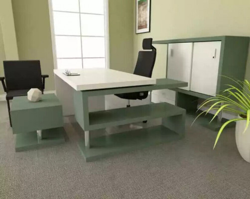 Moderne exklusive Bürogarnitur Holzmöbel Schreibtisch Aktenschrank Couchtisch