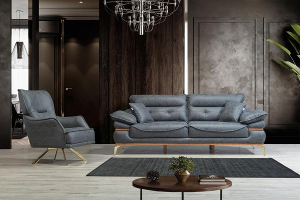Modernes graues Sofa im Wohnzimmer Exklusives 3-Sitzer-Sofa