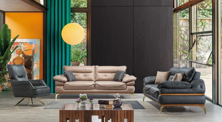 Modernes braunes Sofa im Wohnzimmer Exklusives 3 Sitzer Sofa
