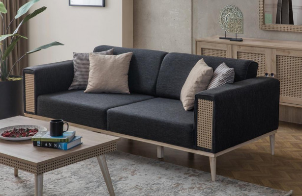 Sofa 3-Sitzer Hochwertiges Design modernes Textilsofa Wohnzimmer