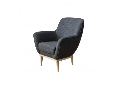 Grauer Exklusiver Textil Sessel Polster Möbel Einsitzer Wohnzimmer