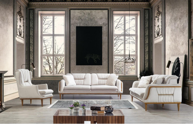 Modernes weißes Luxussofa für Wohnzimmer und 1 Sitzer Sessel