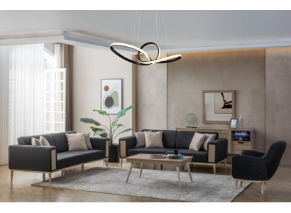 Modernes Set aus hochwertigen grauen Wohnzimmermöbeln neu