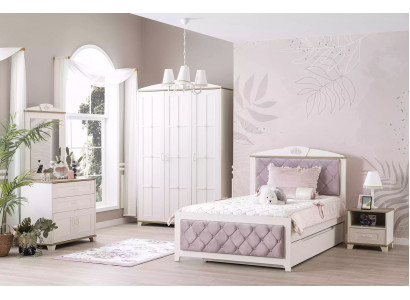 Chesterfield Funktionsbett Ausziehbares Kinderbett Bett 120 Holz Rosa