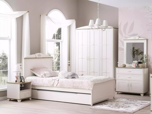 Garnitur Kommode mit Spiegel Set Schrank Holz Weiß Kommoden Design