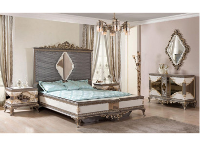 Klassische Schlafzimmer Garnitur Hochwertiges Set Doppelbett Kommode Sofa