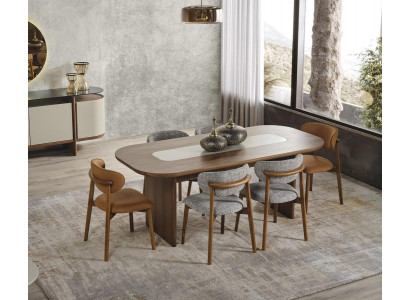 Garnitur Esszimmer Essgruppe Essecke Esstisch Set 7tlg Braun Holz Neu