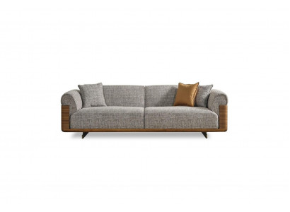 Dreisitzer Sofa 3 Sitzer Polstersofa Grau Stoff Polyester Couch Modern