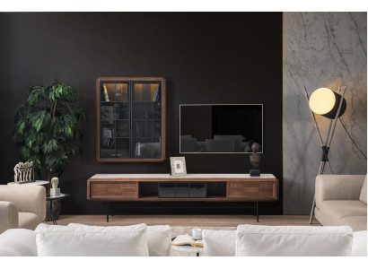 Gruppe RTV Lowboard TV Ständer Sideboard Schrank 2tlg Holz Braun Regal