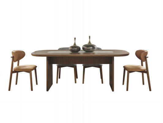 Essgruppe Garnitur Essecke Esstisch Set 9tlg Esszimmer Braun Holz Neu