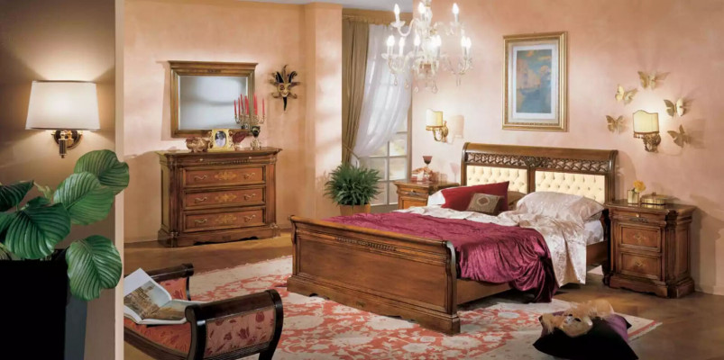 Design Möbel Schlafzimmer Set Bett + 2x Nachttische 5 tlg. Luxus Neu