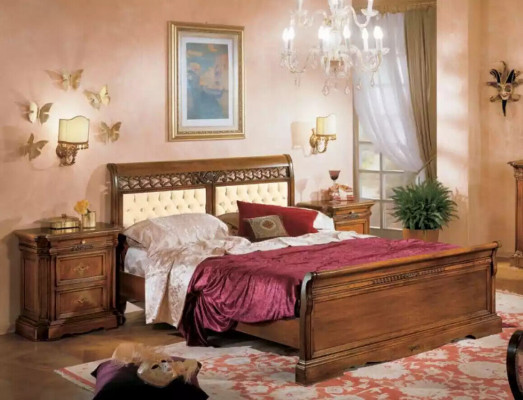 Design Möbel Schlafzimmer Set Bett + 2x Nachttische 5 tlg. Luxus Neu