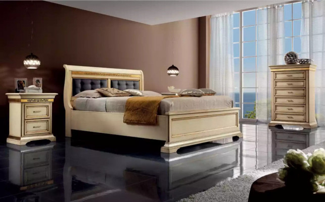 Bett 2x Nachttische 3tlg. Schlafzimmer Set Designer Luxus Komplett Sets