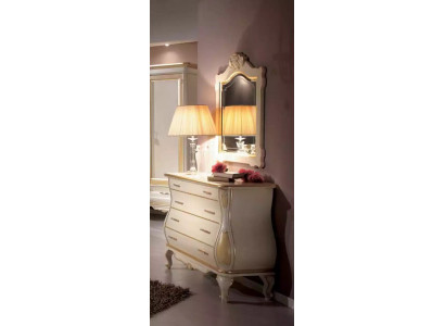 Kommode Luxus Spiegel Klassisch Weiß Schlafzimmer Möbel Schränke Kommoden